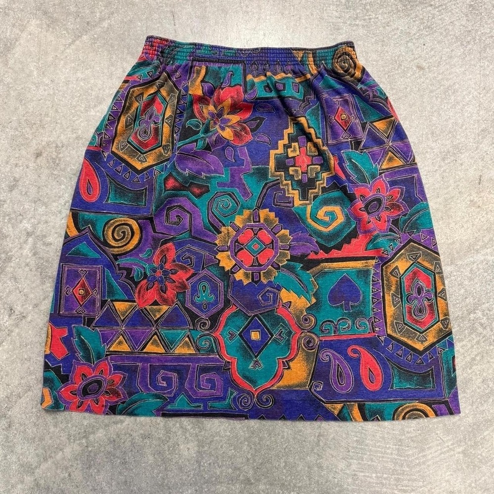 Women's Patterned Midi Skirt 90s Y2K Skater Hippie Skirt Floral Print  28'